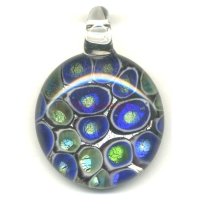 Mosaic Silver Lampwork Fused DICHROIC Glass Pendant