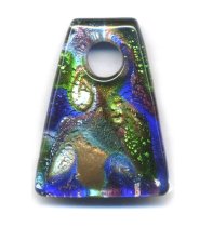 Huge Oriiental Silver Lampwork Fused DICHROIC Glass Pendant