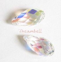 2x Swarovski Elements Crystal Teardrop Briolette 6010 Clear AB 13mm