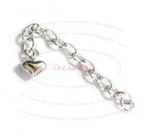 2x STERLING SILVER Bead Chain Extender w/ 7mm PUFF HEART 2″