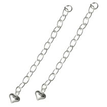 2x STERLING SILVER Bead Chain Extender w/ 7mm PUFF HEART 2"