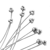 10 Sterling Silver Bali Head pins Ball dot Headpins 24GA 2″