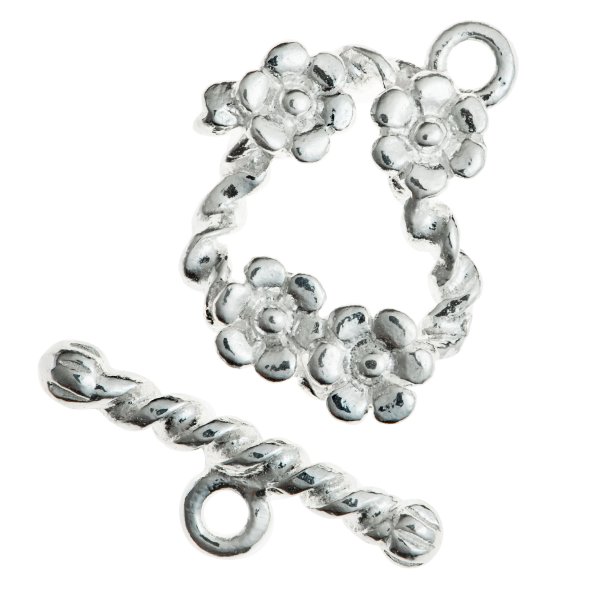 1x Sterling Silver Little Daisy Flower Garden Toggle Clasp 12mm