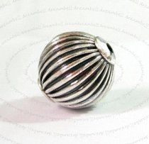 Bali Sterling Silver Focal Round Corrugated Bead Spacer 15mm