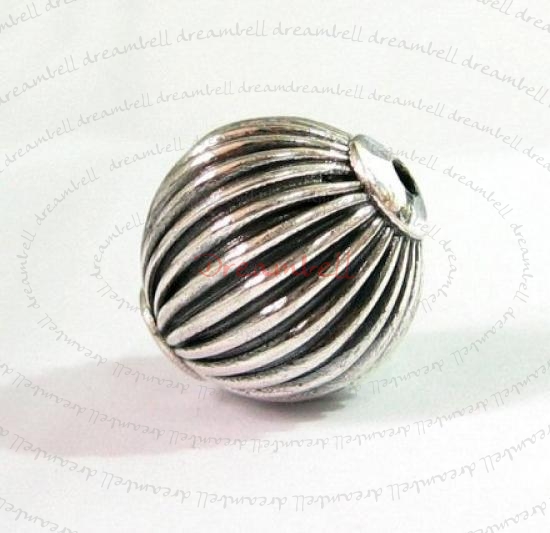 Bali Sterling Silver Focal Round Corrugated Bead Spacer 15mm