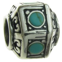 Sterling Silver Hexagon Turquoise Stones Bead for European Charm Bracelets