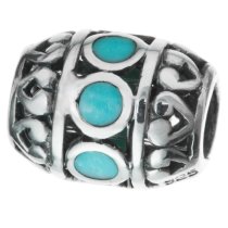 1x Sterling silver Focal Barrel Bead with TURQUOISE stone