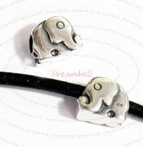 Antique Sterling silver Elephant Bead for European Charm Bracelets 12.2mm