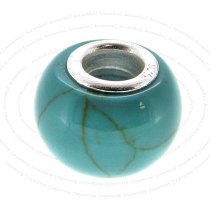 Sterling Silver TURQUOISE Round Bead for European Charm Bracelets 12.3mm