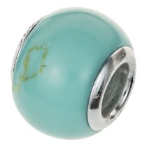 Sterling Silver TURQUOISE Round Bead for European Charm Bracelets 12.3mm