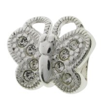 Sterling Silver Clear CZ Crystal Butterfly Charm Spacer Bead 11.2mm
