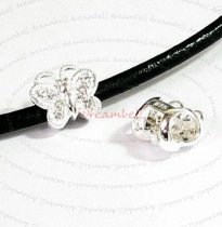 Sterling Silver Clear CZ Crystal Butterfly Charm Spacer Bead 11.2mm