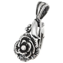 1x STERLING SILVER ROSE Bail Pendant Clasp Connector Slide