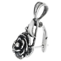 1x STERLING SILVER ROSE Bail Pendant Clasp Connector Slide
