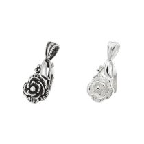 1x STERLING SILVER ROSE Bail Pendant Clasp Connector Slide