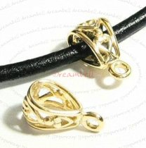 1x Vermeil 14K Gold plated over STERLING SILVER HEART Bail CLASP Pendant Connector