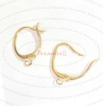 2x Vermeil 14K Gold plated over Sterling silver Ear wire Oval hoop earwires Dangle connector