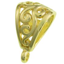 1x Vermeil 14K Gold plated over STERLING SILVER FLOWER Bail CLASP Pendant Slide Connector