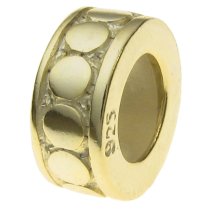 14K Gold Plated 925 Sterling Silver Silver CIRCLE DOT ROUND Bead for European Charm Bracelets 8mm