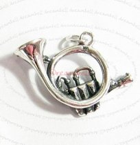1 BALI STERLING SILVER FRENCH HORN DANGLE CHARM PENDANT