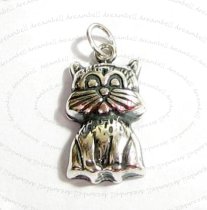 1 BALI STERLING SILVER CUTE KITTY CAT DANGLE CHARM PENDANT