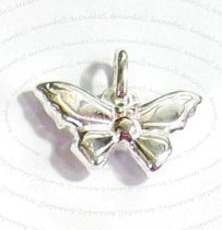 STERLING SILVER PUFF BUTTERFLY DANGLE CHARM PENDANT 18.5mm