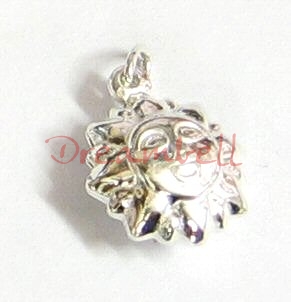 STERLING SILVER CUTE PUFF SUN DANGLE CHARM PENDANT 14.5mm