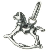 Bali Sterling Silver Baby Rocking Horse Cockhouse Dangle Charm Pendant