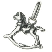 Bali Sterling Silver Baby Rocking Horse Cockhouse Dangle Charm Pendant