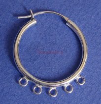 2x Sterling Silver 4 Strands Click Top Hoop Chandelier Earrings Collector 25mm