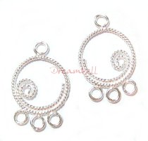 2x Sterling Silver 3 Strand Twist Chandelier Earring Wire Connector