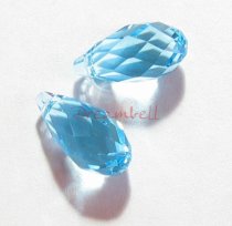 2x Swarovski Elements Crystal Teardrop Briolette 6010 Aquamarine 11mmx5.5mm