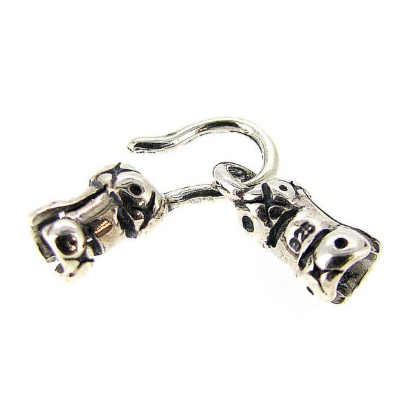 Sterling SILVER CRIMP BEADS 2MM CORD ENDS HOOK & EYE