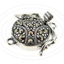 Sterling Silver ROUNG MARCASITE 1-strand Pearl BOX CLASP 17mm