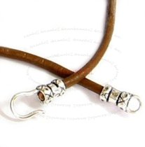 Sterling Silver End Hook & Eye For 2mm Leather Bead Cord