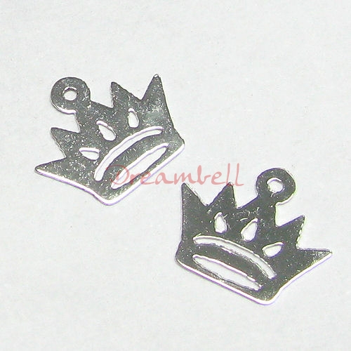 4x Sterling Silver CROWN Charm Dangle Bead 10.5mm