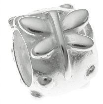 Sterling Silver BUTTERFLY FLOWER Bead for European Charm Bracelets