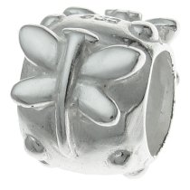 Sterling Silver BUTTERFLY FLOWER Bead for European Charm Bracelets