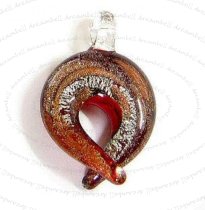Encased Lampwork Glass Cross PENDANT SIAM Red Gold stone 30mm