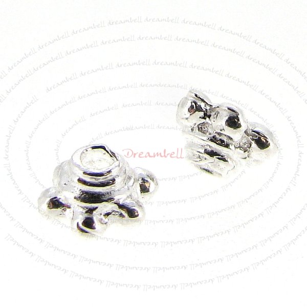 8X Bali Sterling silver Flower caps Bead 5mm