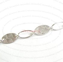 12″ x Sterling Silver Round Texture OVAL Link Chain bead 11.7mm x 7.1mm