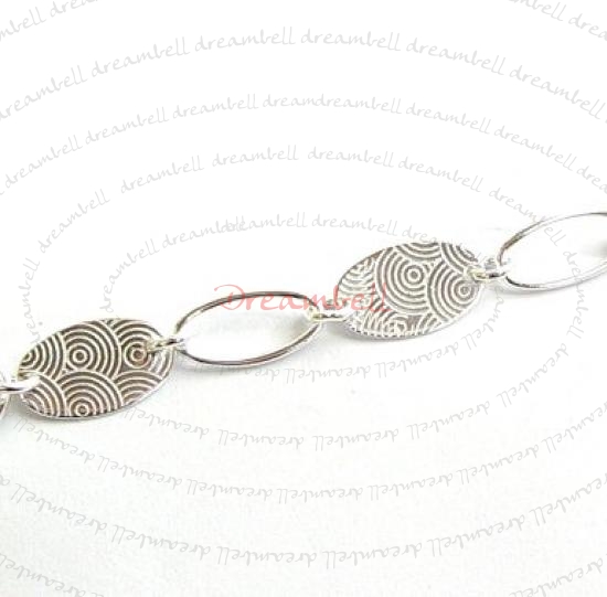 12" x Sterling Silver Round Texture OVAL Link Chain bead 11.7mm x 7.1mm