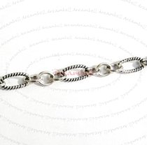12″ x Antique Sterling Silver TWISTED OVAL RING Link Chain bead 12mm x 6mm
