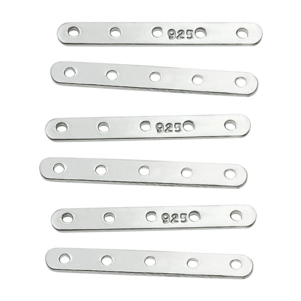8x Sterling Silver Separator Spacer 4mm Bead 5-strand Connector