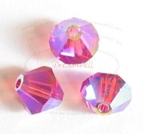 12x Swarovski Elements Crystal 5301 Bicone AB 2x Fuchsia 8mm