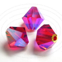 12x Swarovski Elements Bicone Crystal Bead 5301 Light Siam 2x AB 8mm