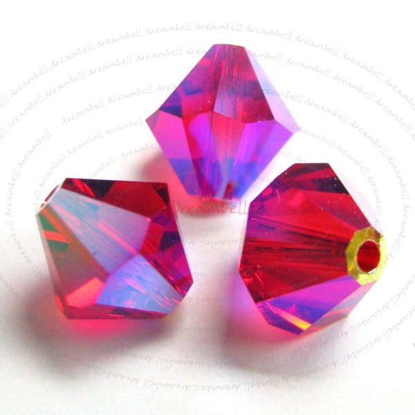 12x Swarovski Elements Bicone Crystal Bead 5301 Light Siam 2x AB 8mm