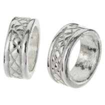 2x Sterling Silver Rondelle Round Bead for European Charm Bracelets
