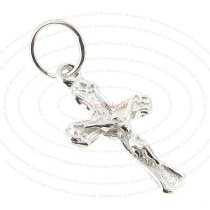 STERLING SILVER JESUS CHRIST CROSS DANGLE CHARM PENDANT 17.2mm