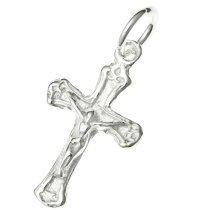 STERLING SILVER JESUS CHRIST CROSS DANGLE CHARM PENDANT 17.2mm